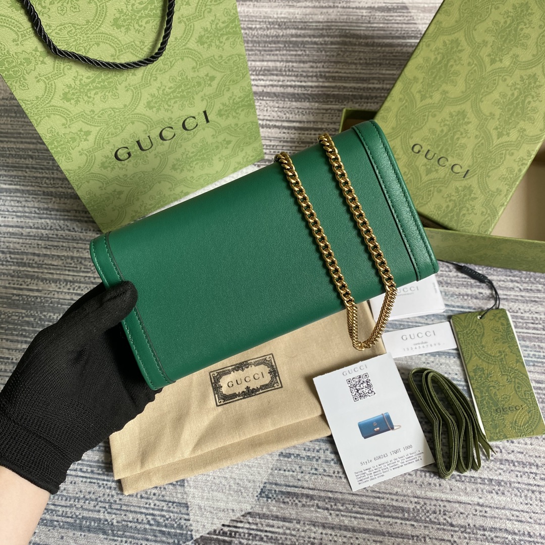 Gucci Diana Chain Wallet With Bamboo 658243 Green